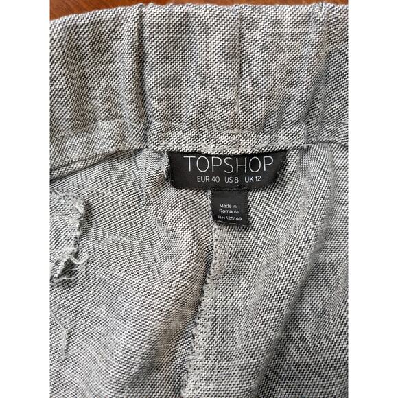 Topshop Side Stripe Trousers Size 8 Gray Mid Rise Pants Career Pull On Workwear - Picture 3 of 12